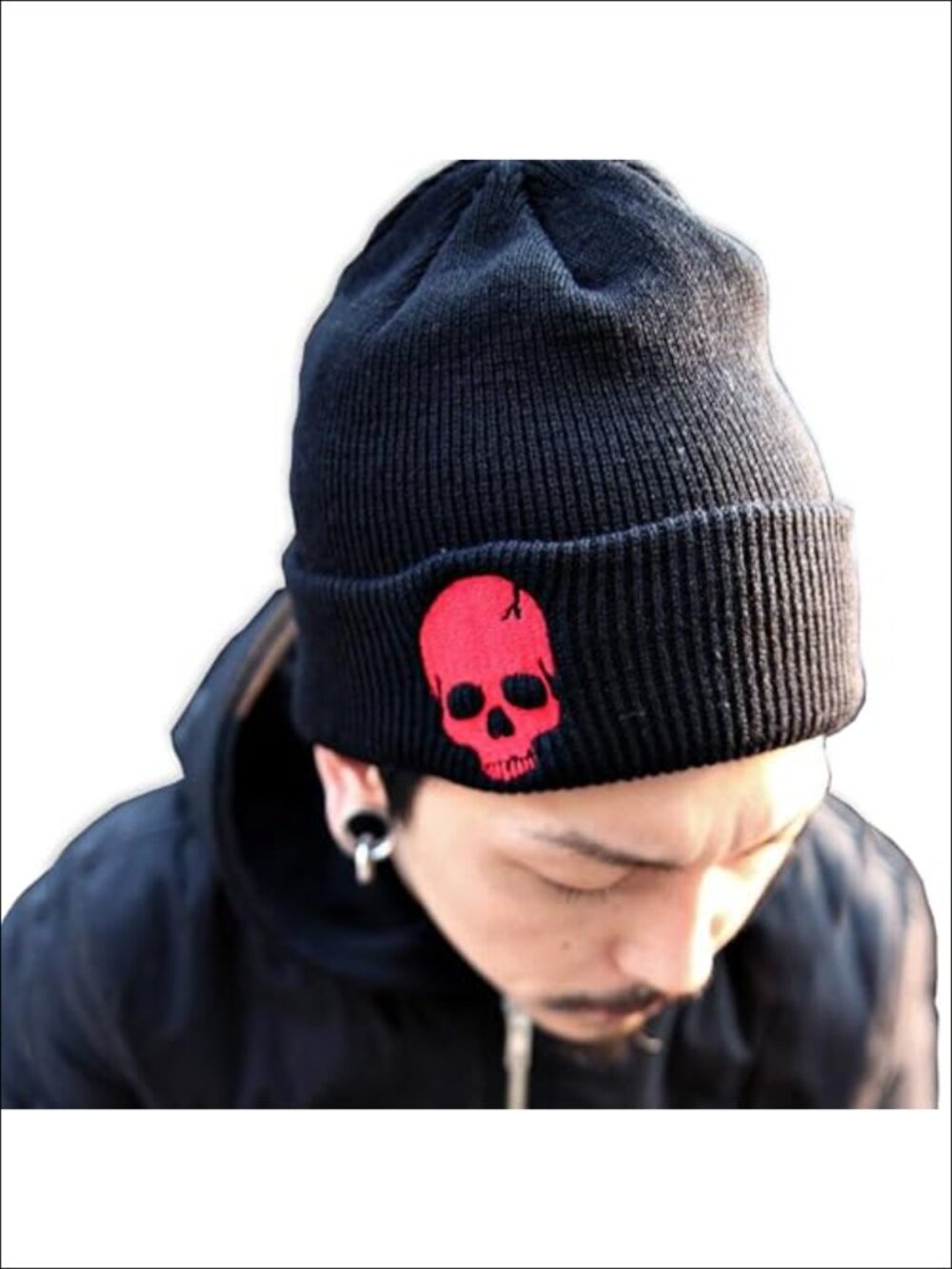 Unisex Skull Embroidered Knit Beanie Warm Soft Winter Hat